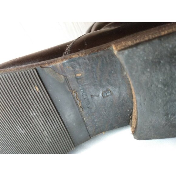 Charles David Women's Sz 7 B Brown Leather Riding Boots Vibram Soles FLAWS - Picture 9 of 12